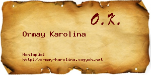 Ormay Karolina névjegykártya